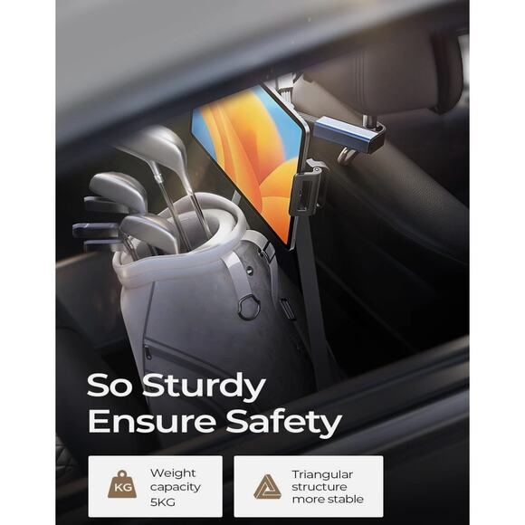 LISEN Car Headrest Phone Holder Backseat H715 Black Mounts Travel NEW OPEN BOX - Picture 3 of 14